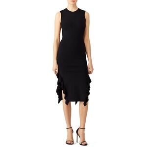 Opening Ceremony Black‎ Ruffled Lotus Dress Knit Midi Dress Women's Small
